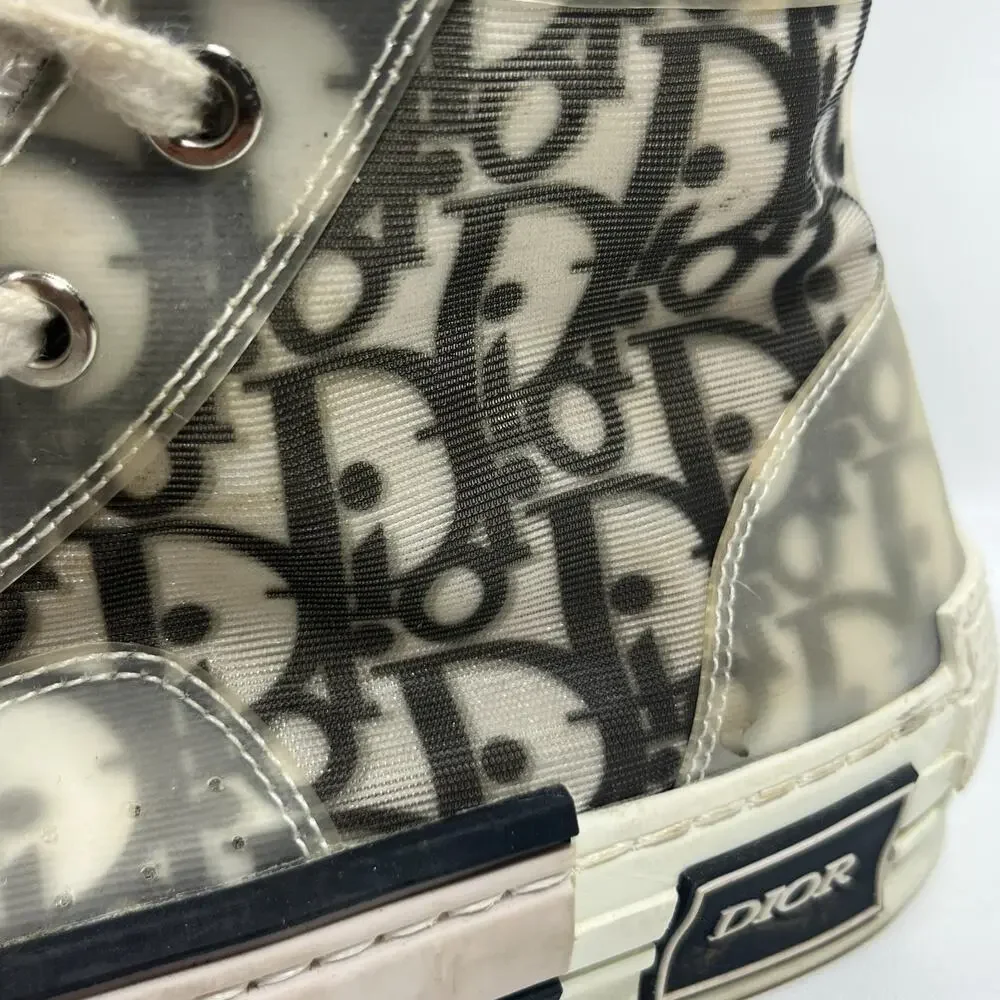 DIOR Sneakers Mens 40 B23 League High Top Oblique Canvas Black White Italy